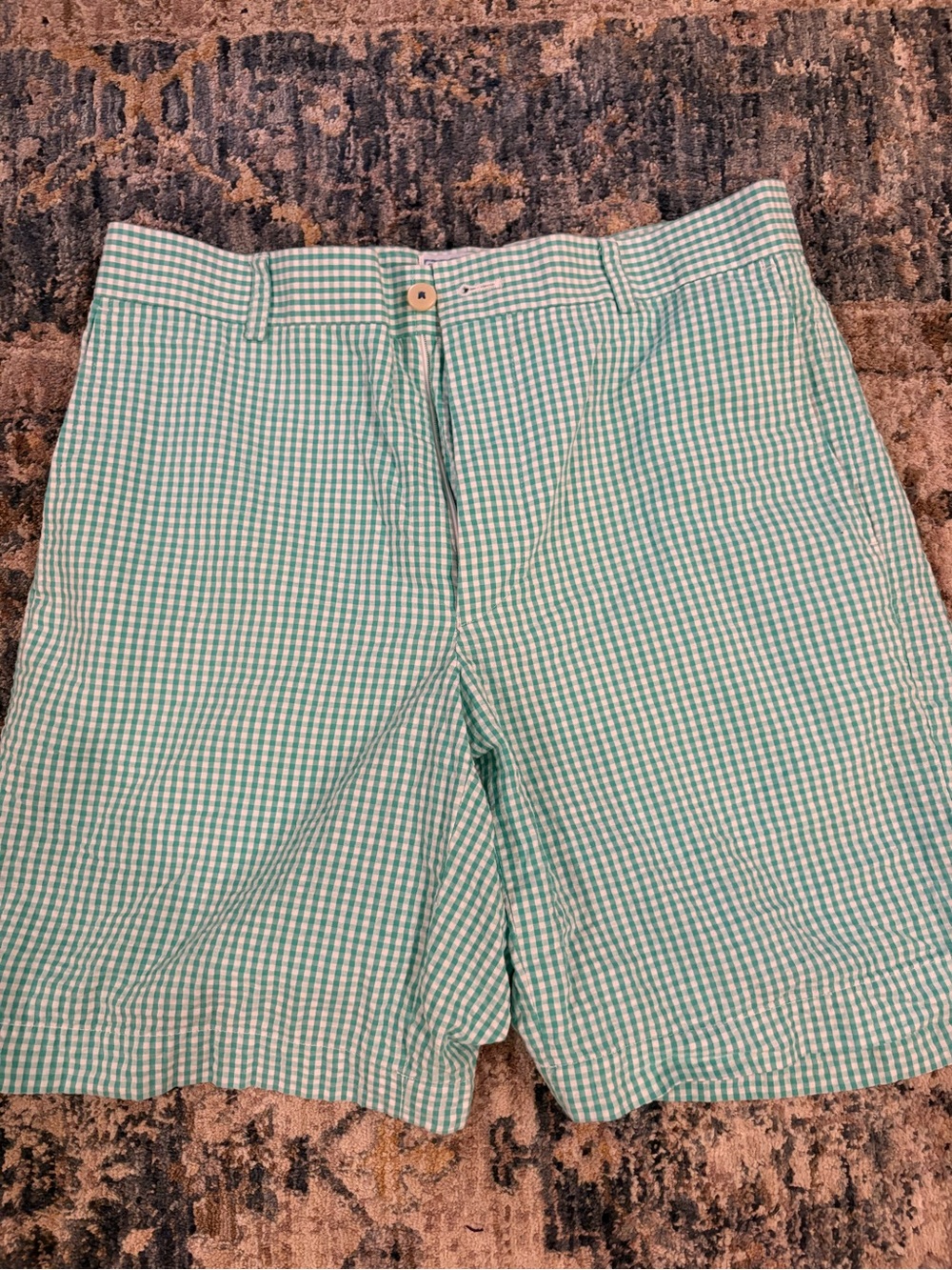 Southern Tide Shorts Mens 32 Green White Plaid Chino Casual Golf Preppy